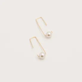 14K Gold Minimalist Pearl Drop Earrings