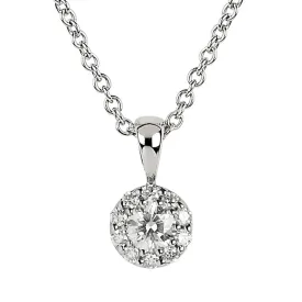 18ct White Gold Diamond Circular Cluster Pendant