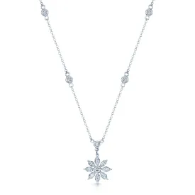 18ct White Gold Diamond Set Daisy Pendant