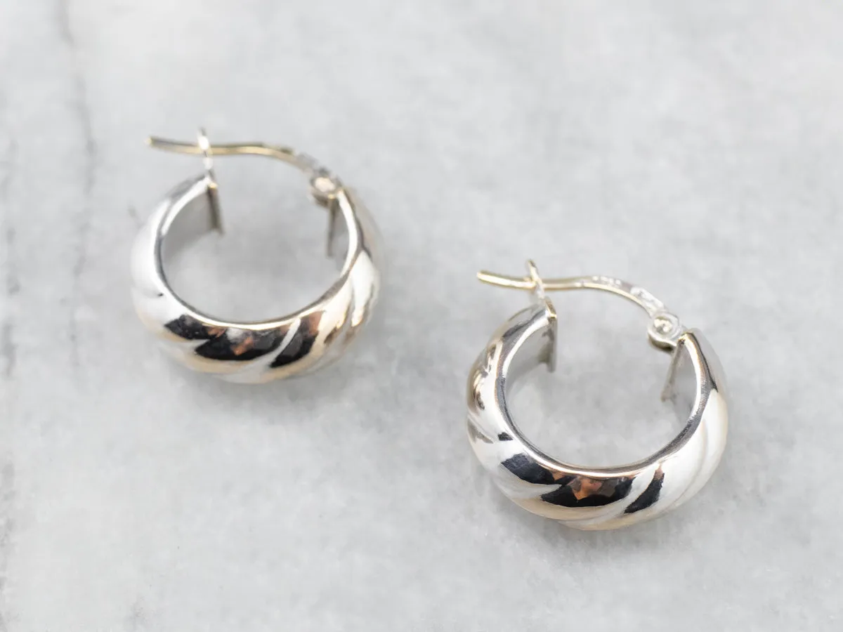 18K White Gold Cuff Hoop Earrings