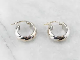 18K White Gold Cuff Hoop Earrings