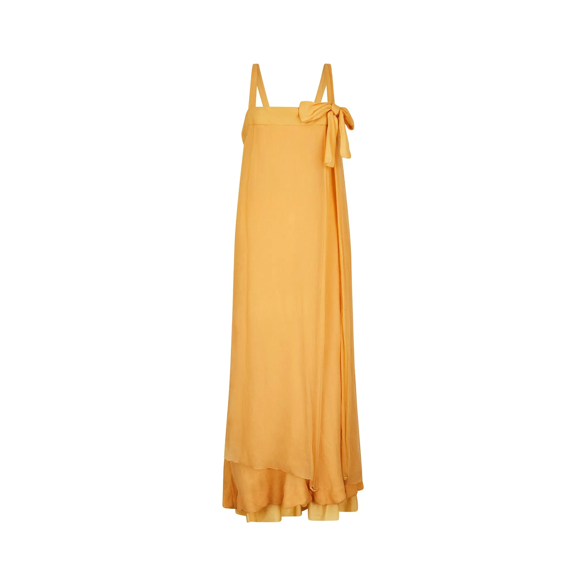 1960s Jacques Heim Haute Couture Yellow Chiffon Column Dress