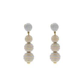 22K Multi Tone Gold Ball Drop Earrings W/ Glass Blast Textured Designs