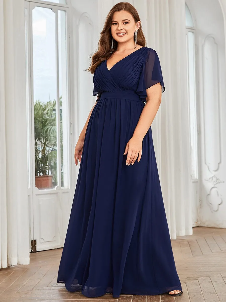 A-Line Pleated Chiffon Tie-Waist Evening Dress