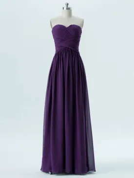 A-line Sweetheart Floor-Length Chiffon Bridesmaid Dresses 2869