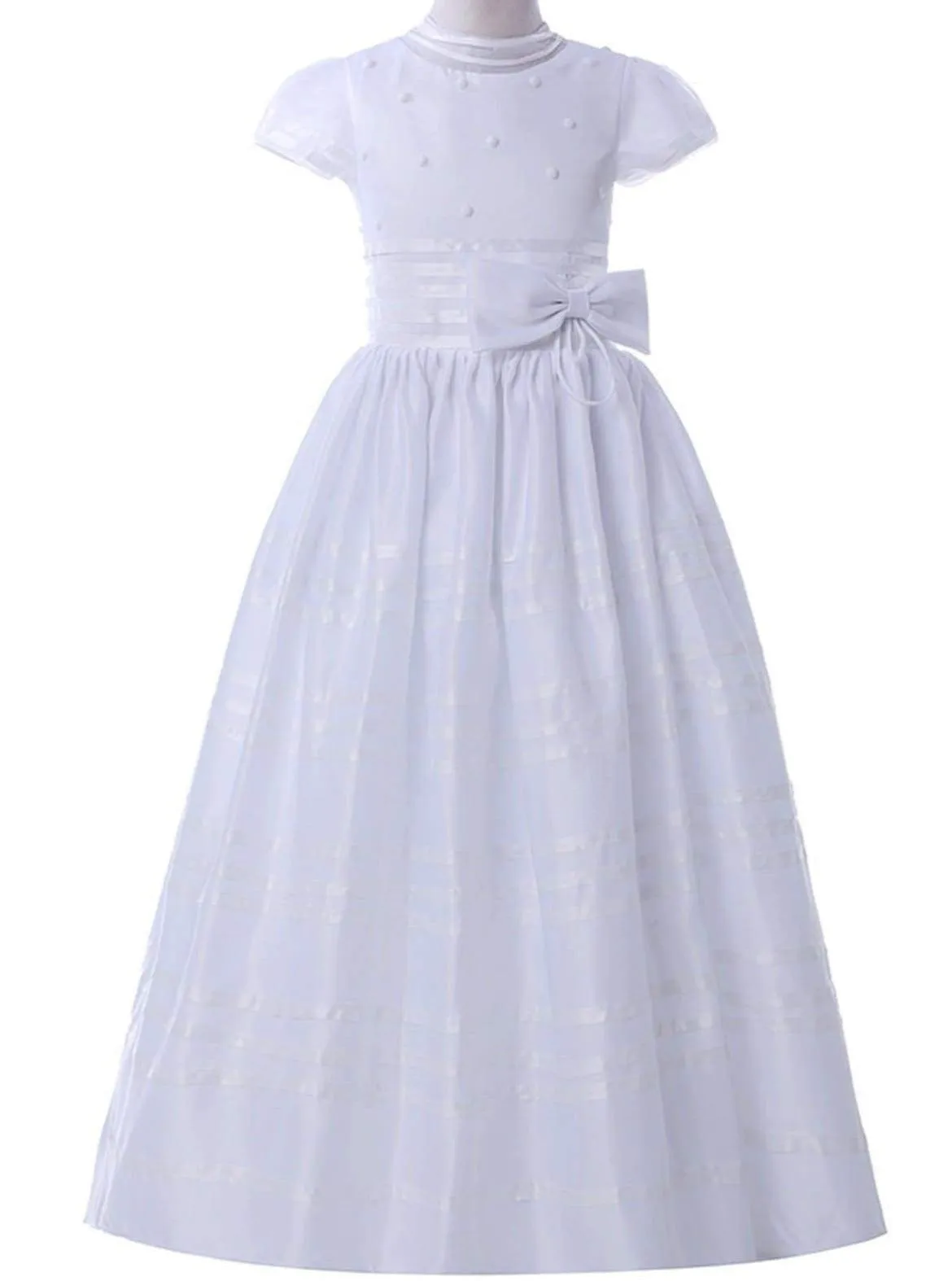 A Step Above Pearled Belt Communion Gown