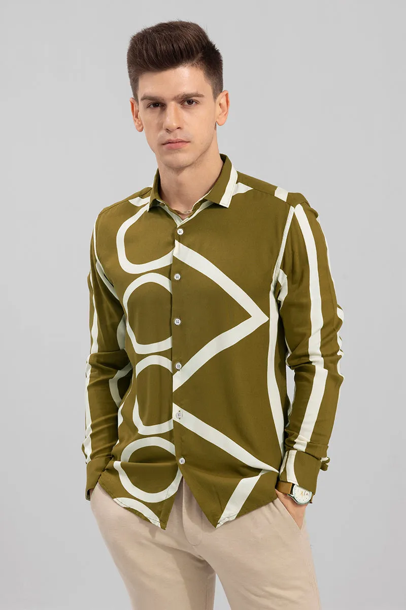 Abstract Circle Olive Shirt