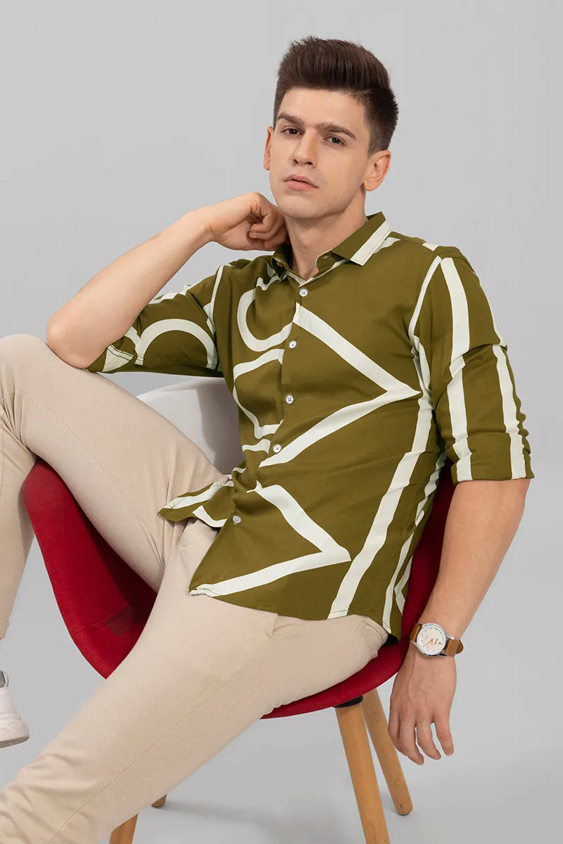 Abstract Circle Olive Shirt