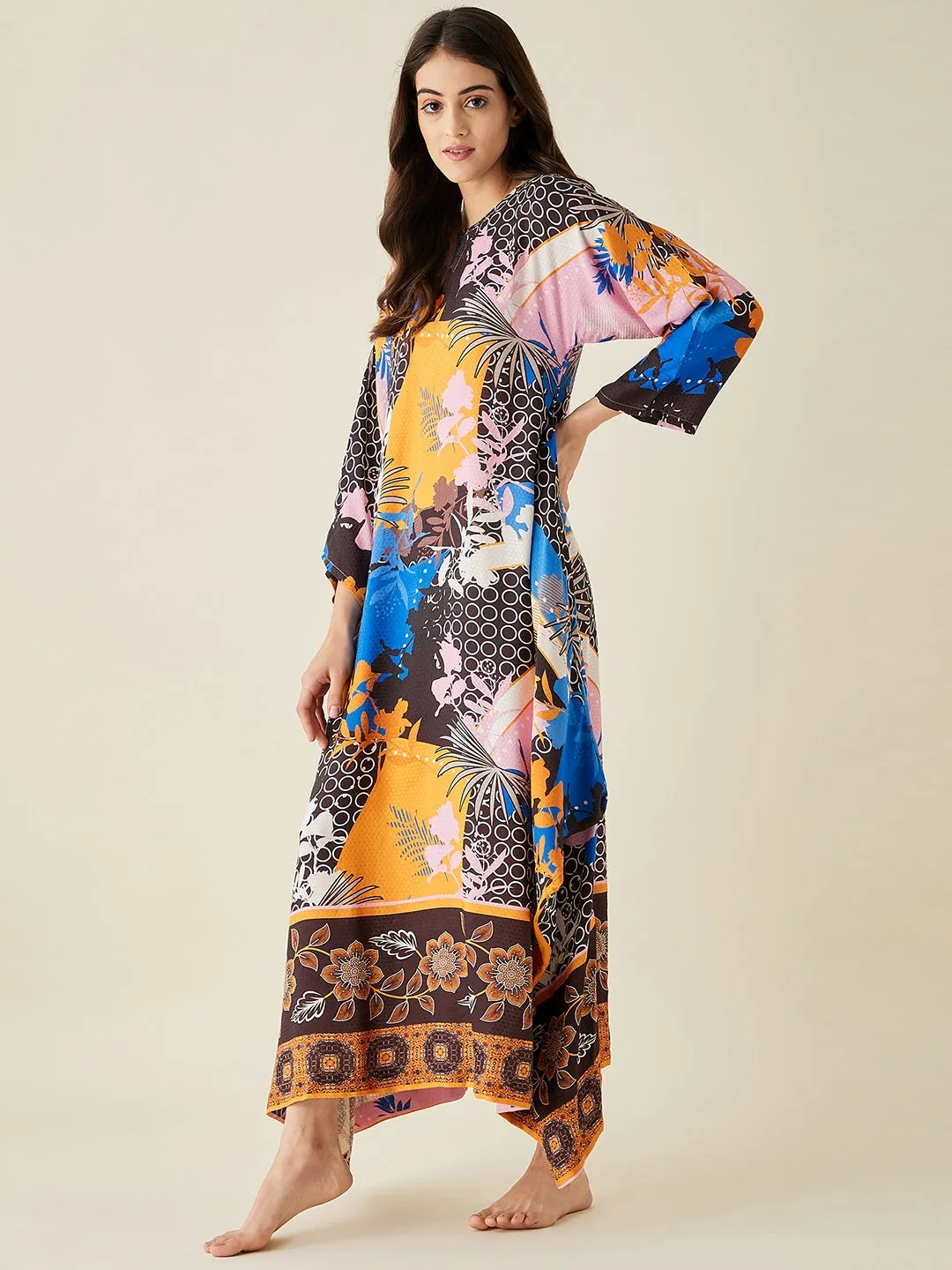 Abstract Modal Handkerchief Hem Lounge Dress  - The Kaftan Company