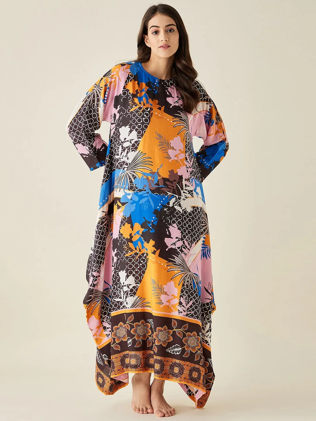 Abstract Modal Handkerchief Hem Lounge Dress  - The Kaftan Company