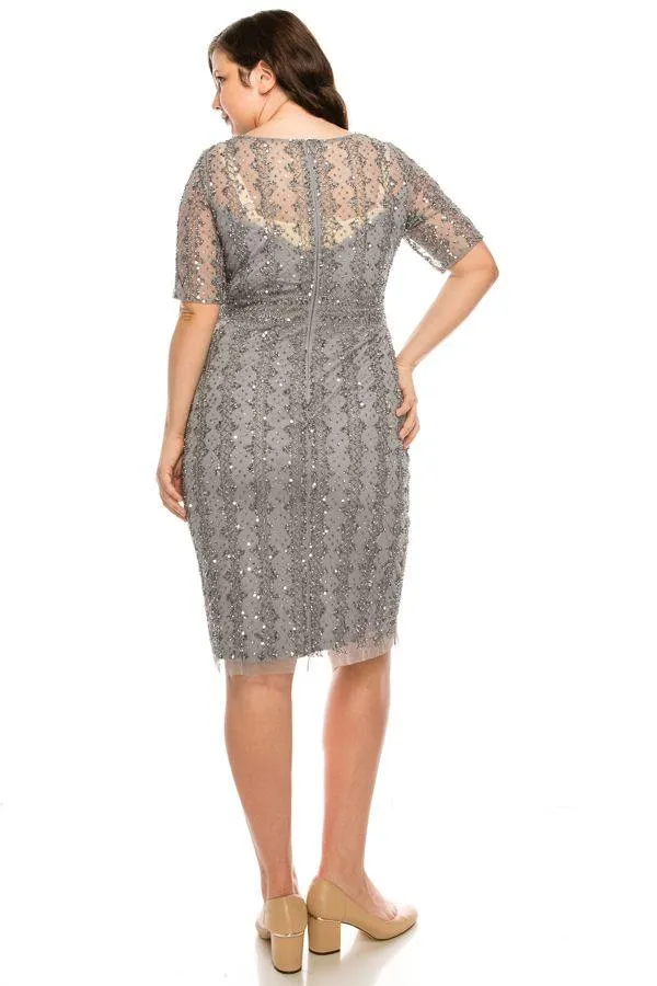 Adrianna Papell AP1E205393 Short Beaded Mesh Dress