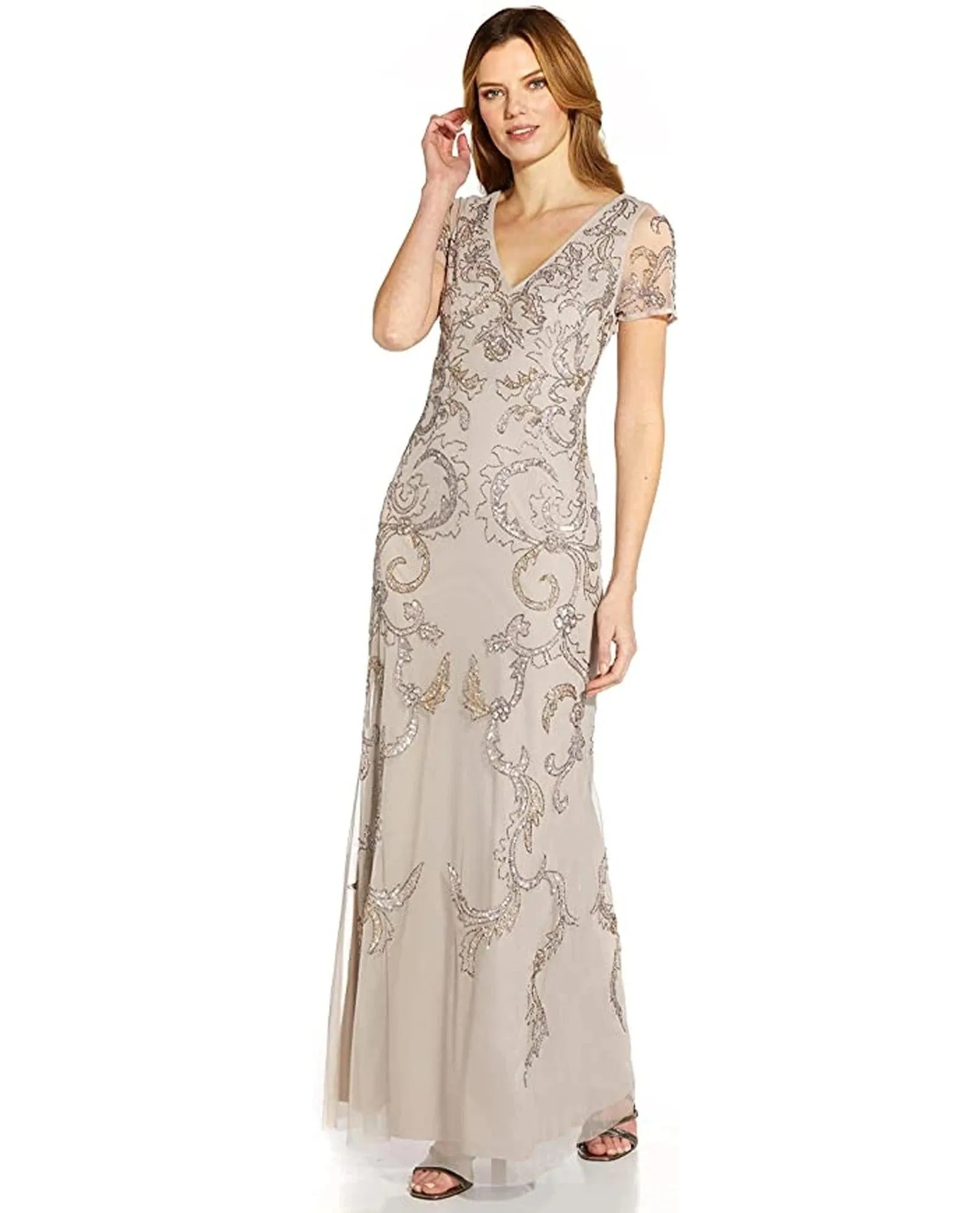 Adrianna Papell AP1E209163 W Long Formal Beaded Dress