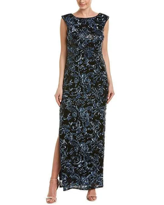 Aidan by Aidan Mattox Long Formal Sequin Embellished Gown