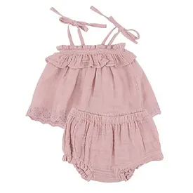 Angel Dear Ruffle Top Short Set Dusty Pink