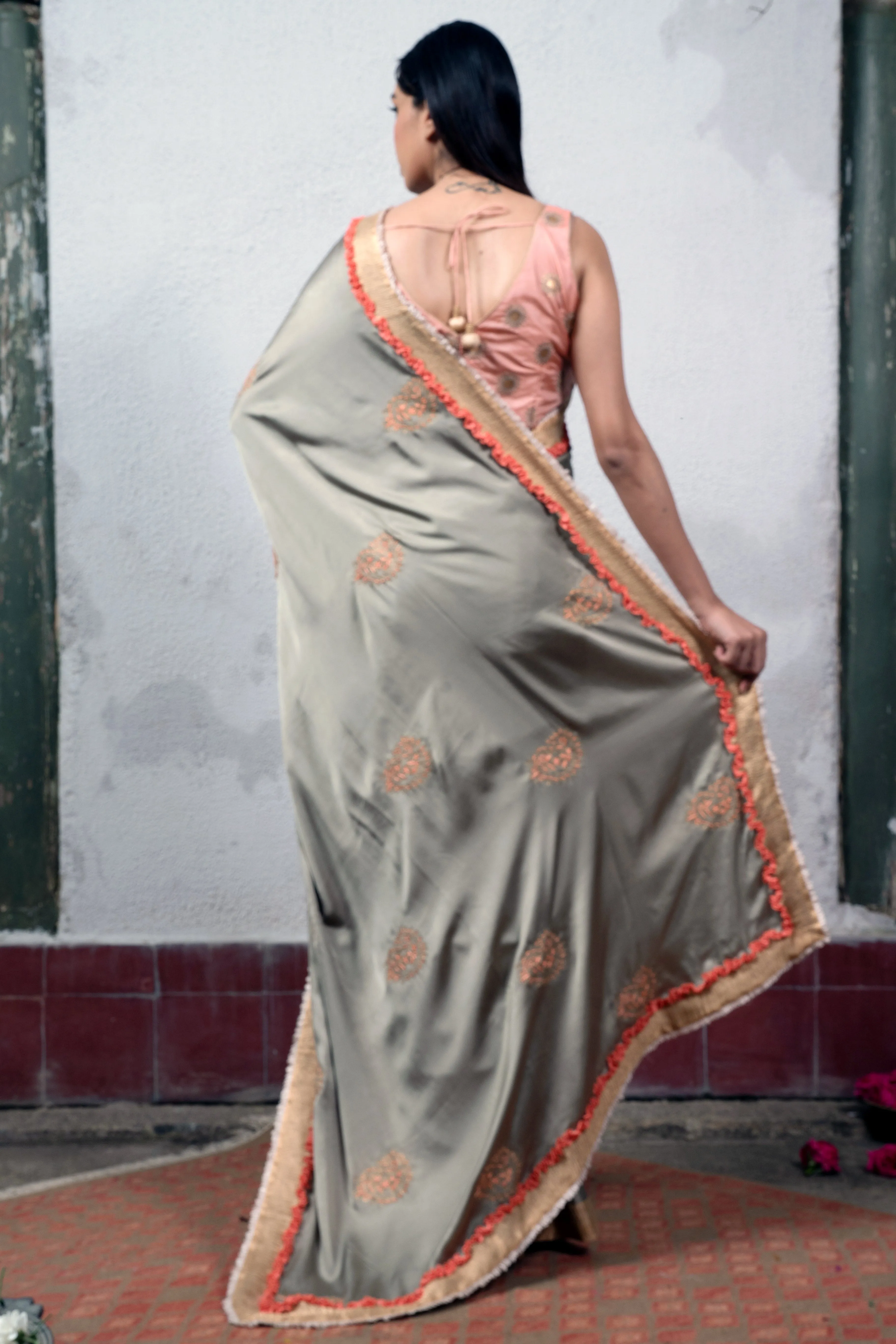 Apsara: Grey Saree