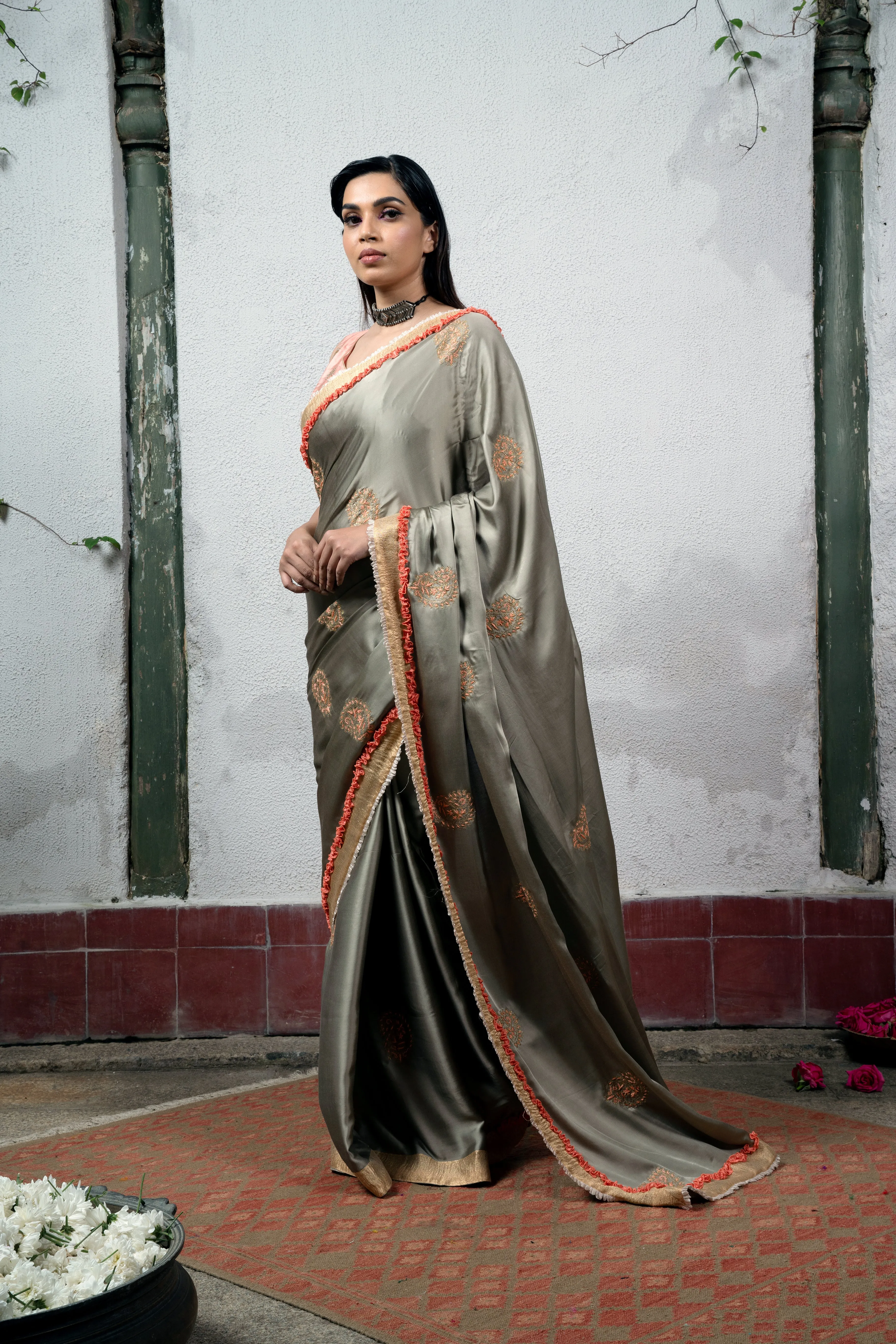 Apsara: Grey Saree