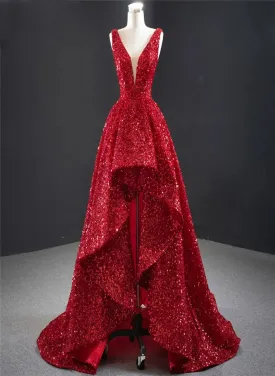 Audrey Red Sequins Luxury Formal Gown