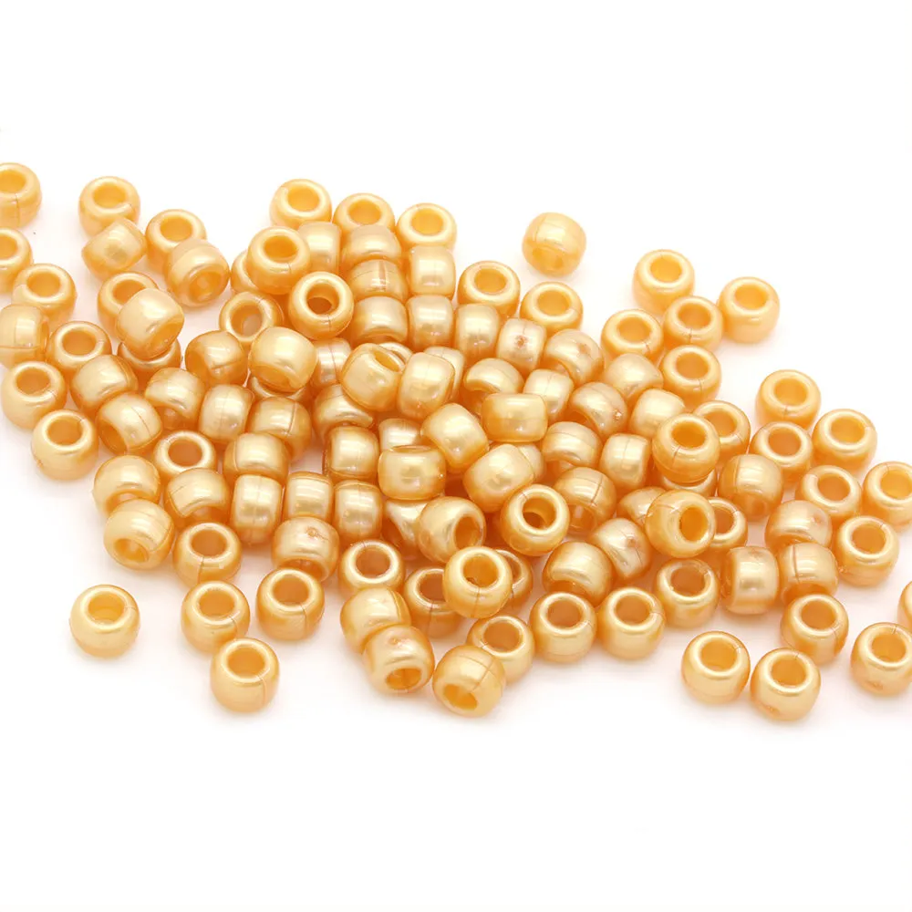 Bath Pearl Gold Plastic Barrel Pony 6x8mm-Pack of 500