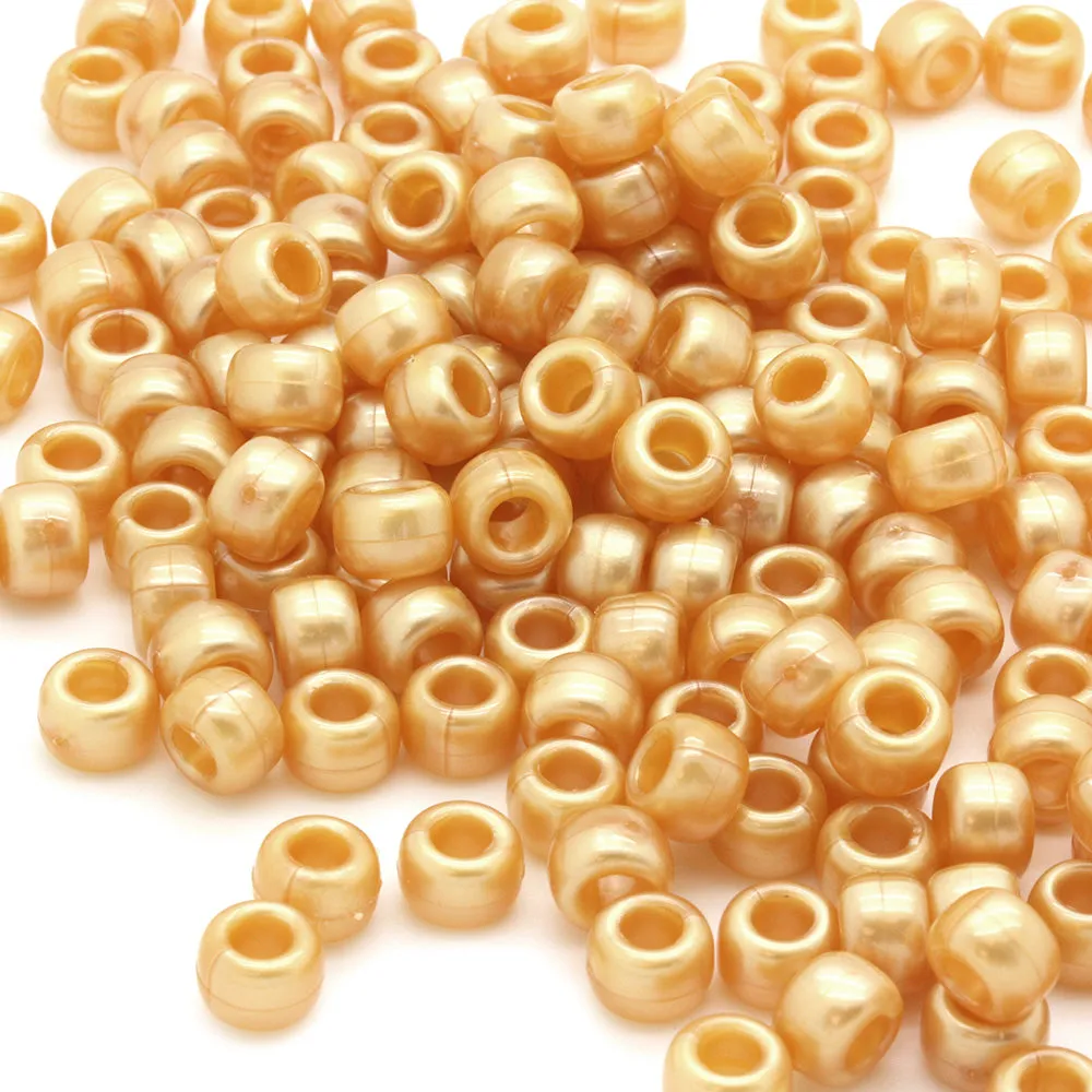 Bath Pearl Gold Plastic Barrel Pony 6x8mm-Pack of 500