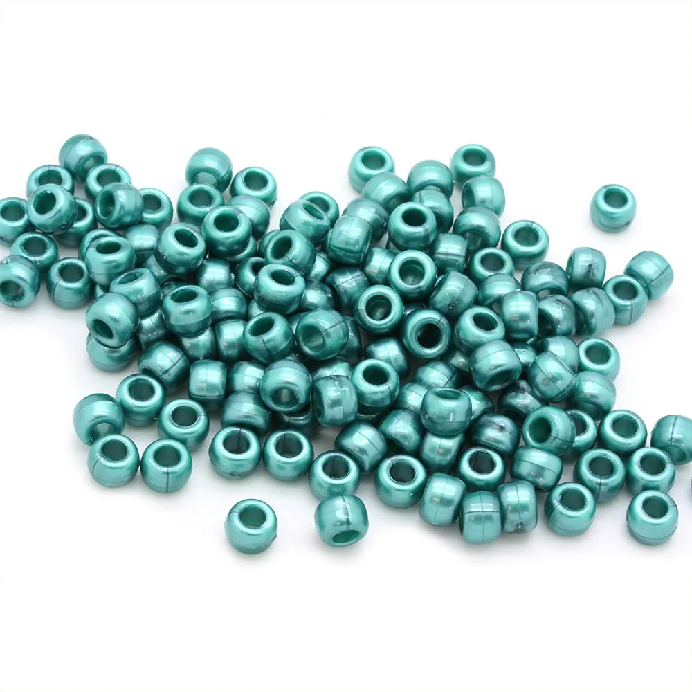 Bath Pearl Teal Plastic Barrel Pony 6x8mm-Pack of 500