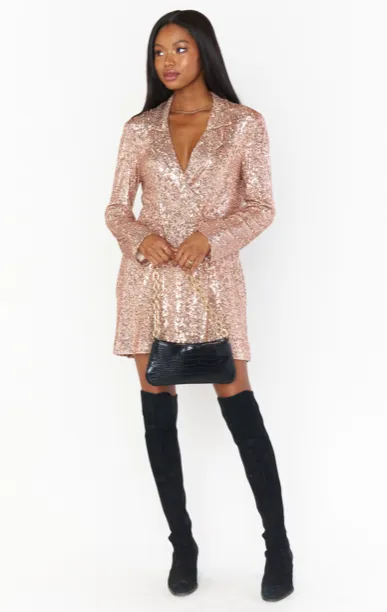 Rose Gold Bazel Blazer Dress - Elegant Womens Fashion