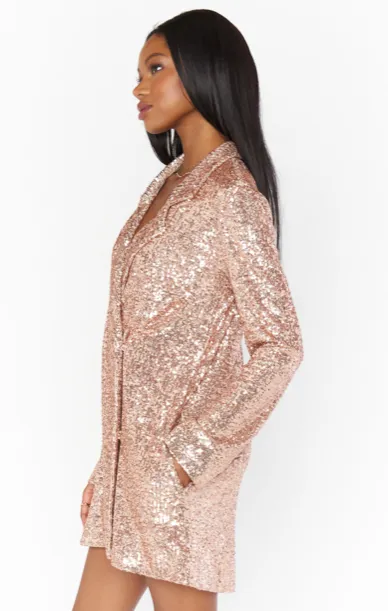 Rose Gold Bazel Blazer Dress - Elegant Womens Fashion