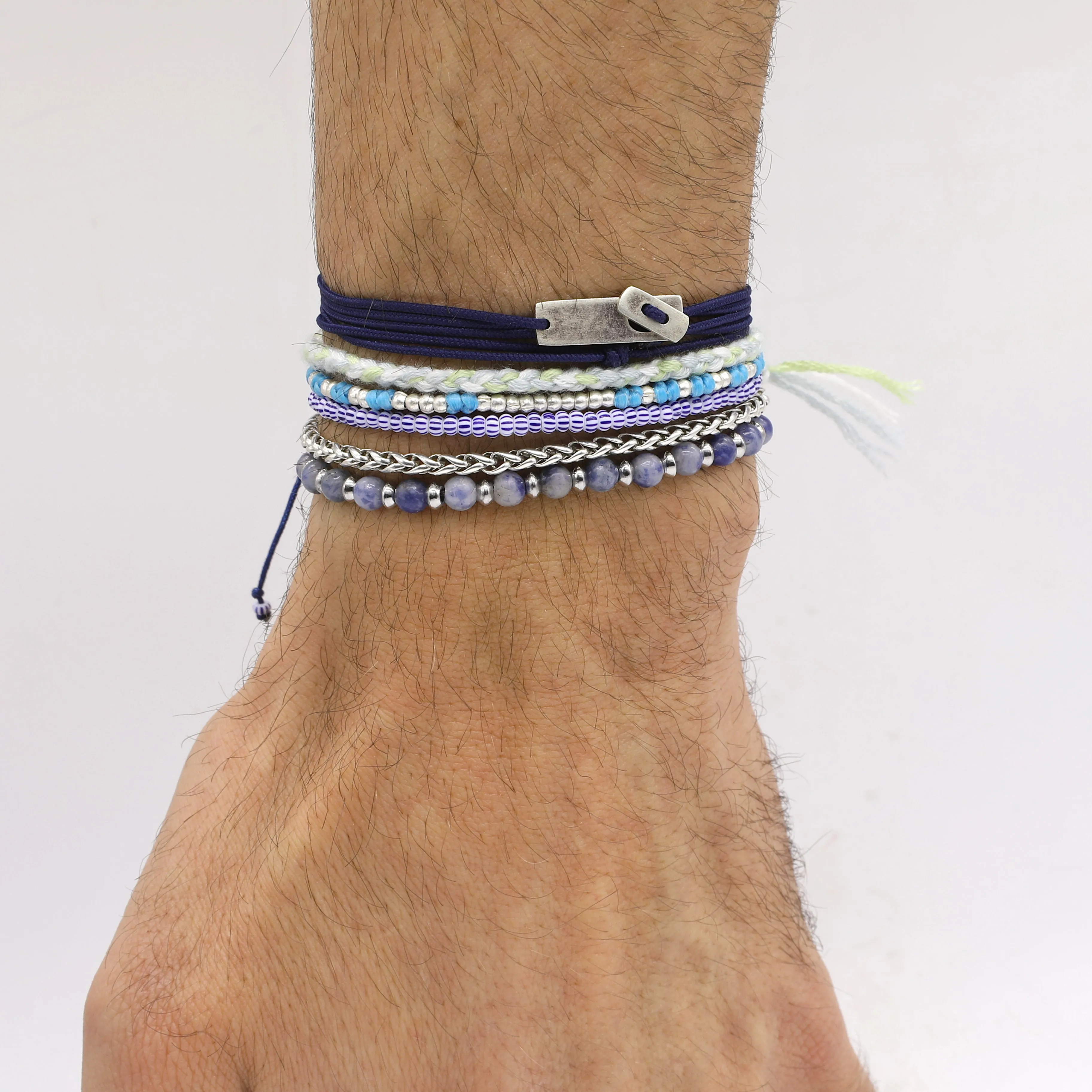 Beaded Bracelet With Sodalite and Silver Beads