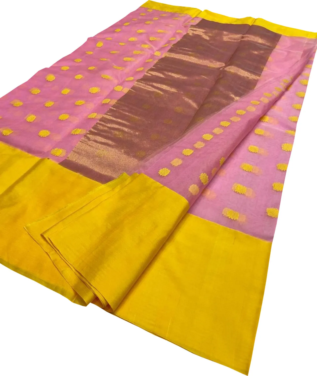 Beautiful Pink Chanderi Silk Saree - Handloom Perfection