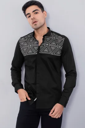 Black Abstract Egyptian Print Shirt