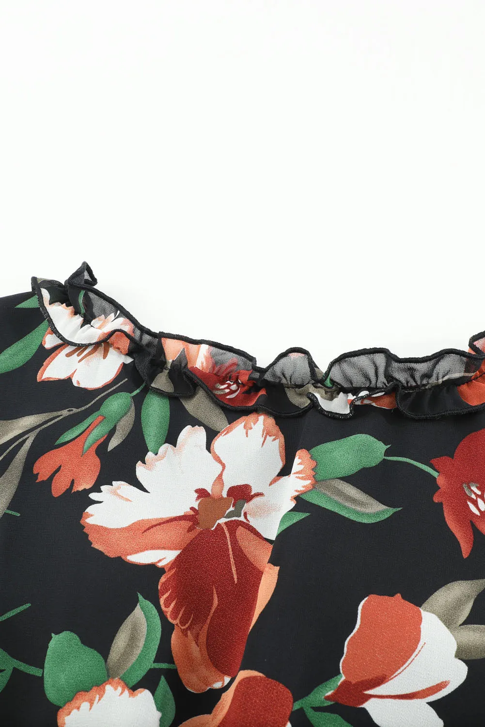 Black Floral Print Empire Waist Maxi Dress