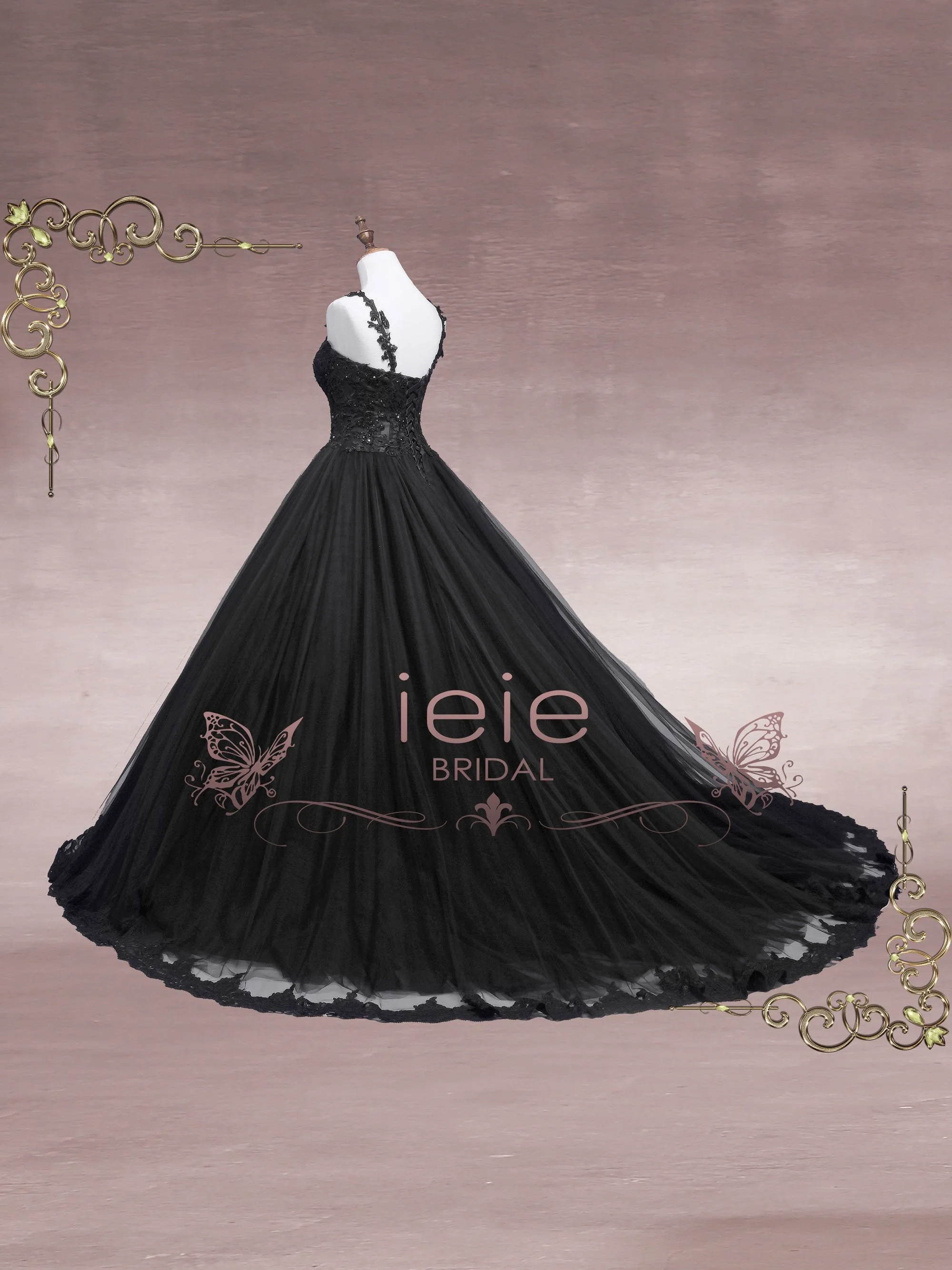 Black Lace Ball Gown Wedding Dress FAITH