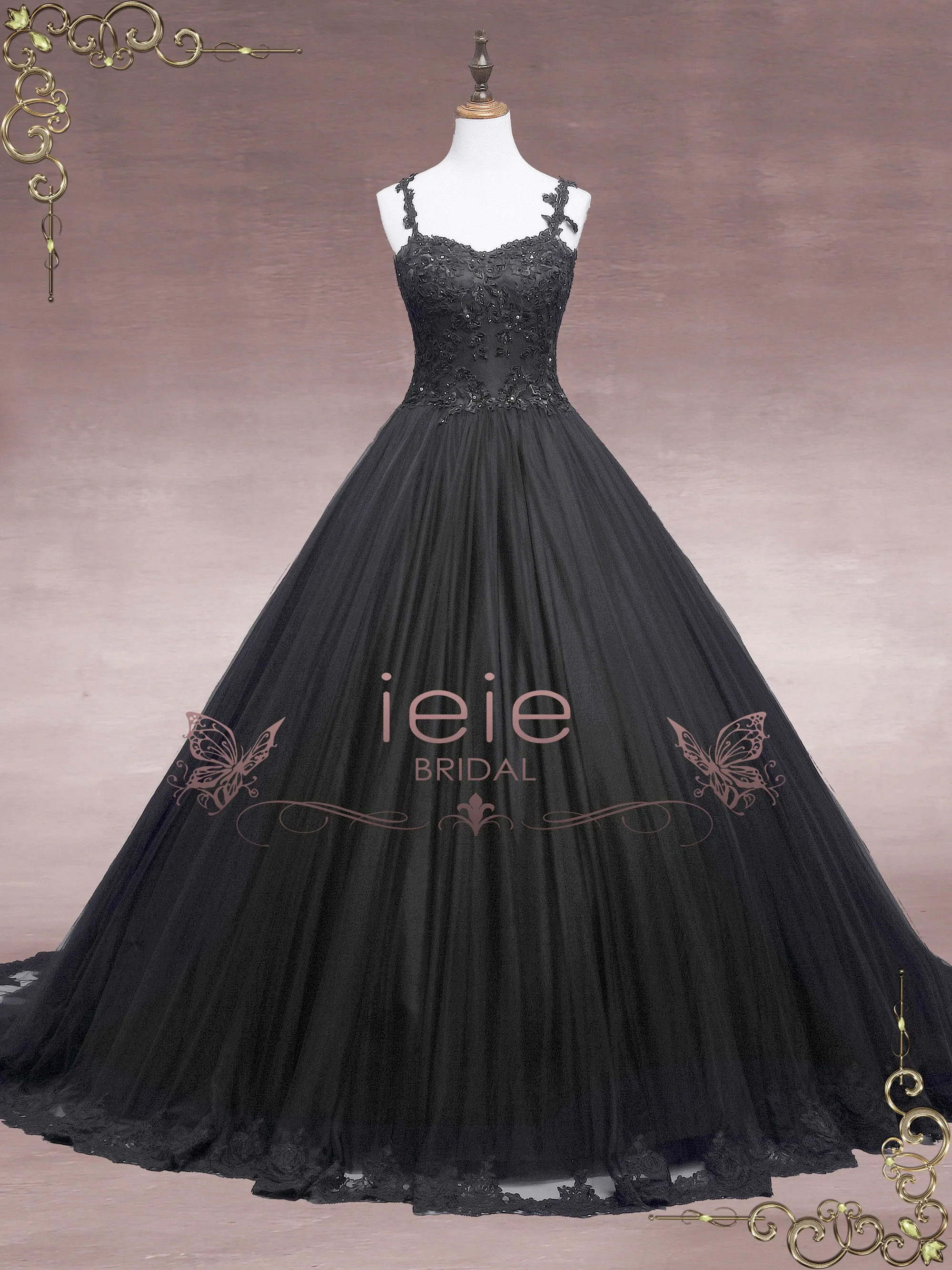 Black Lace Ball Gown Wedding Dress FAITH