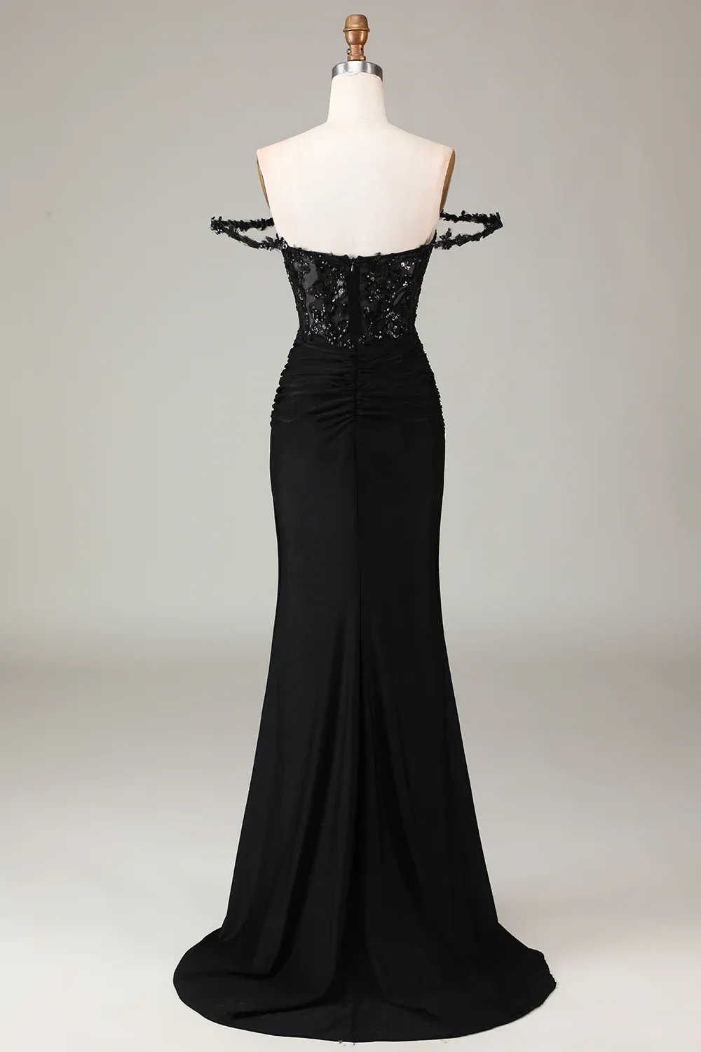 Black Off Shoulder Mermaid Beading Prom Party Dress,DP1068