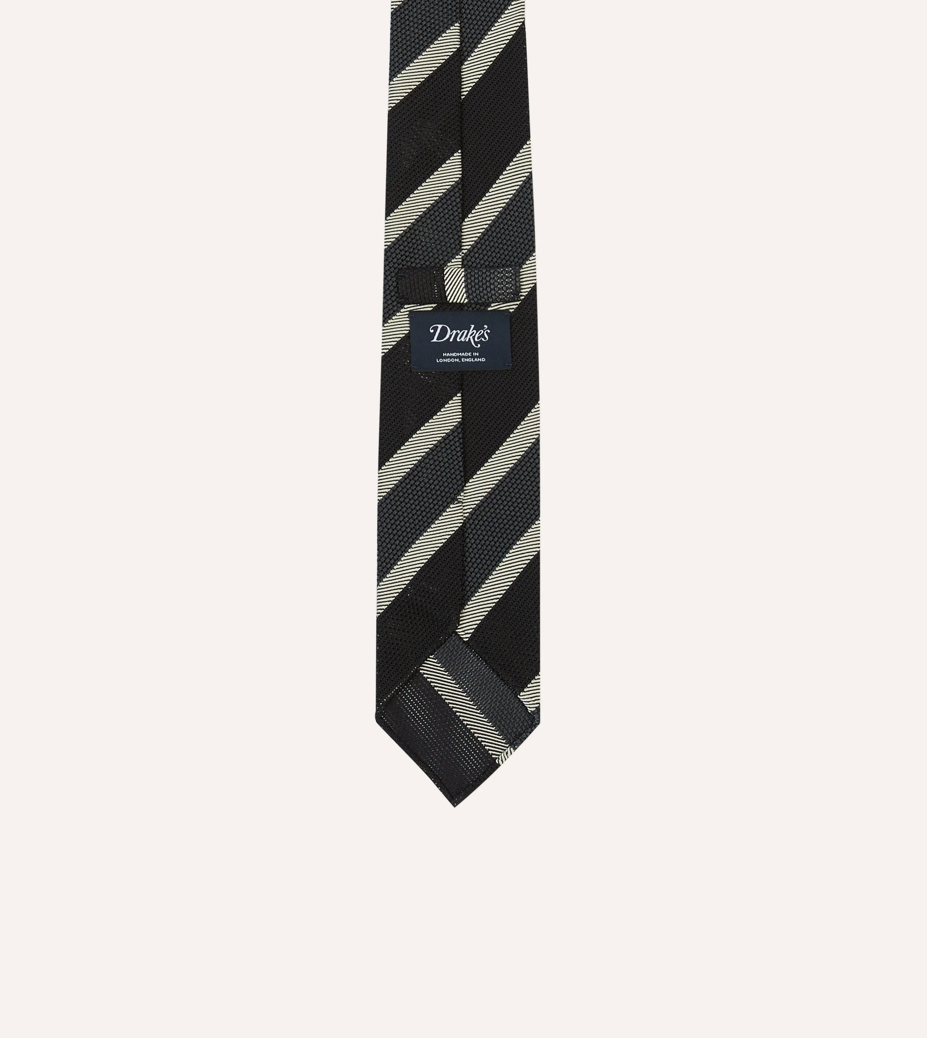 Black, White and Grey Multi Stripe Hand Rolled Silk Grenadine Tie