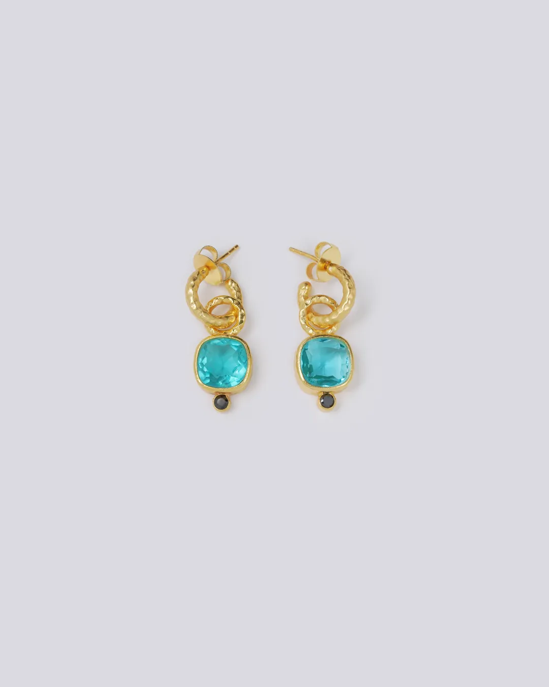 Blue Charm Hoop Earrings