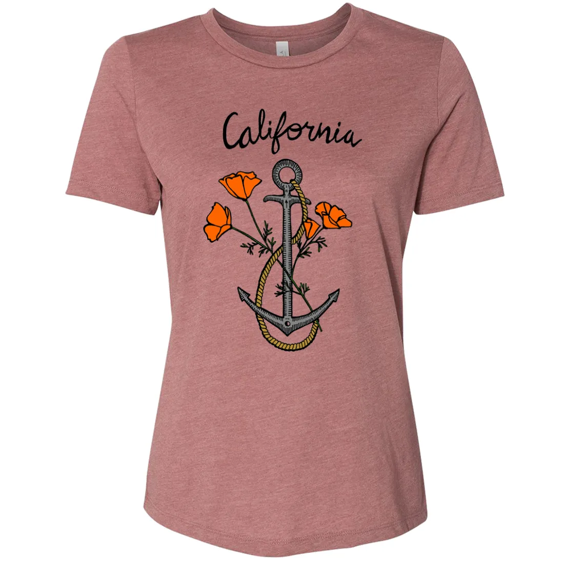 California Anchor Poppies Women's Relaxed Jersey Tee