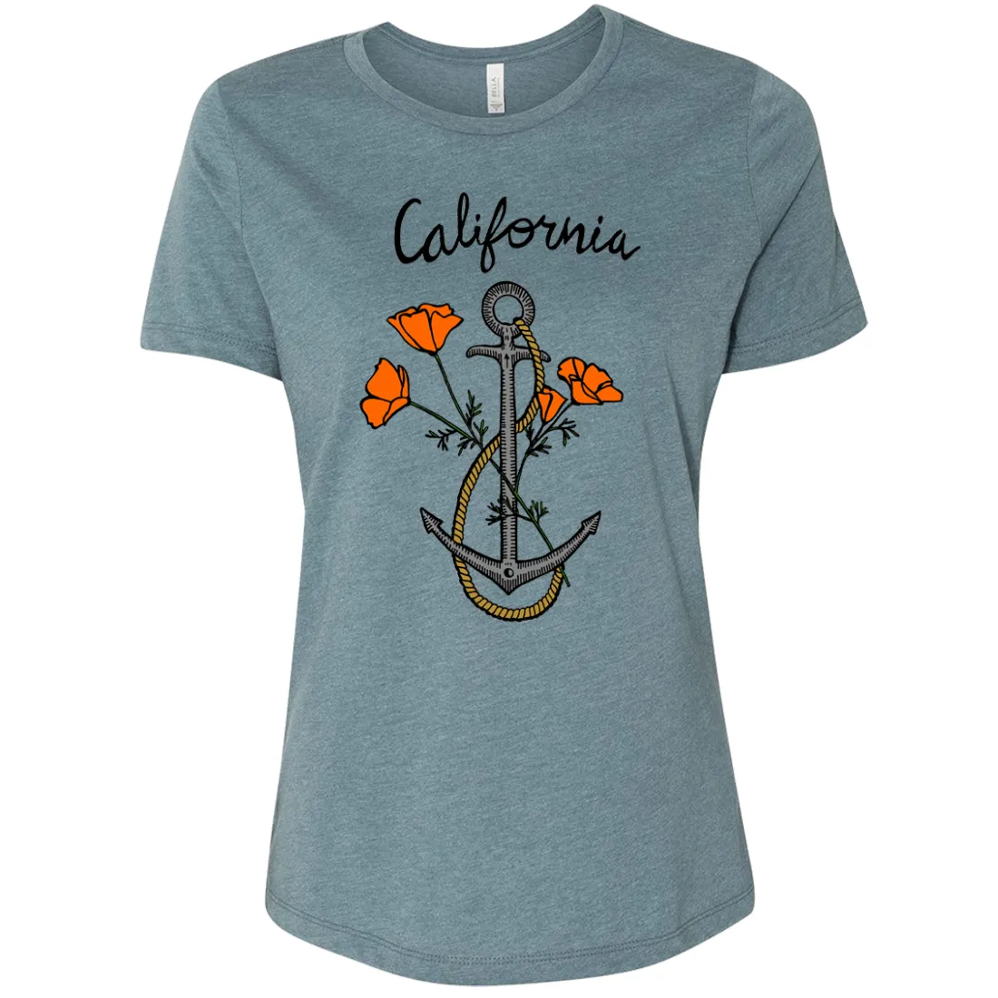 California Anchor Poppies Women's Relaxed Jersey Tee