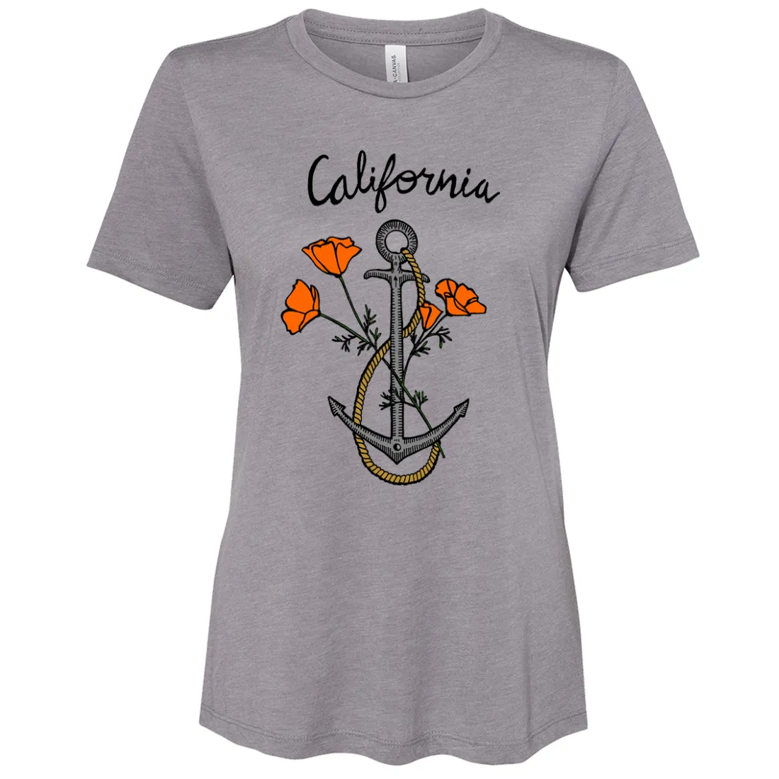 California Anchor Poppies Women's Relaxed Jersey Tee