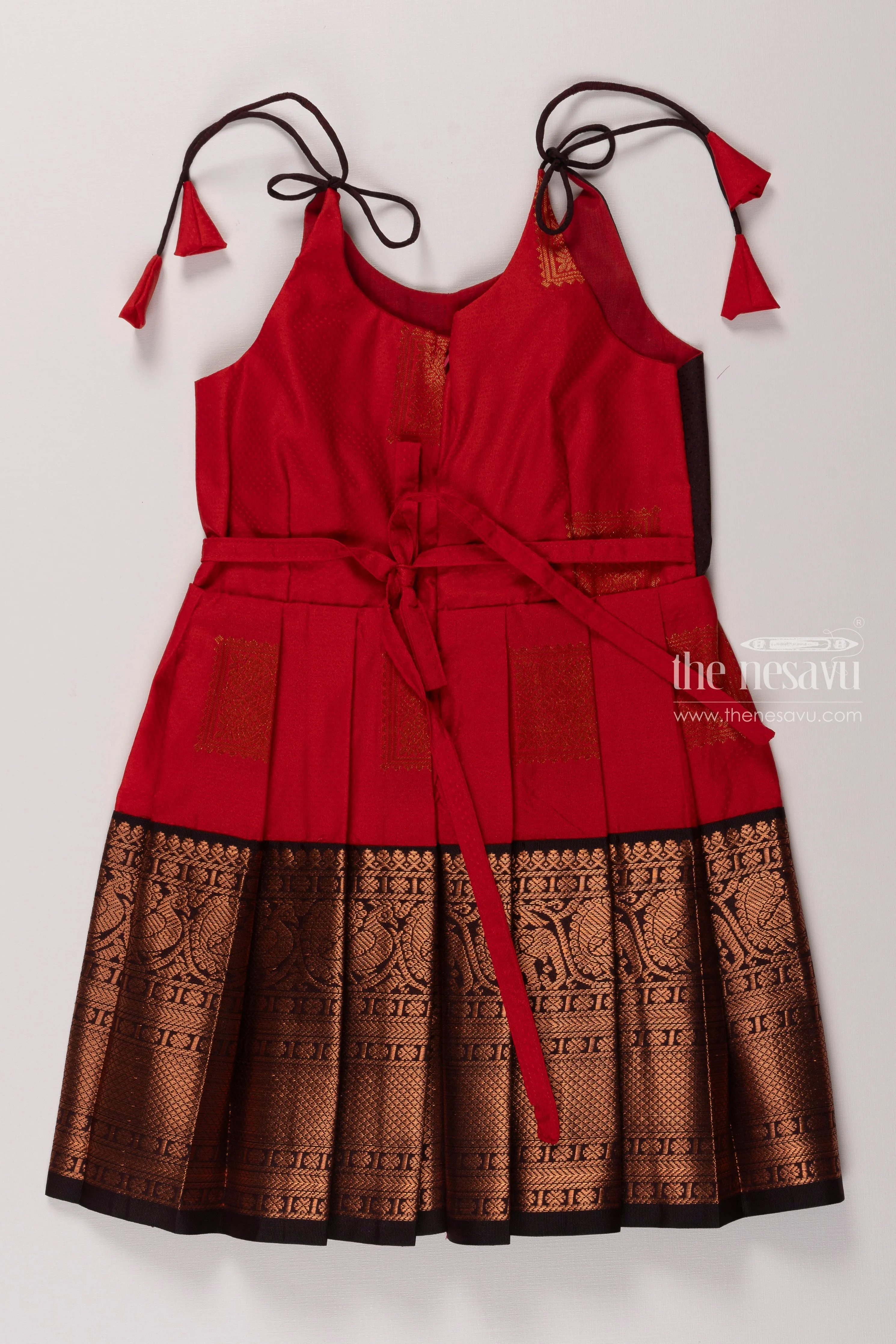 Charming Red Silk Tie-Up Frock for Trendy Occasions