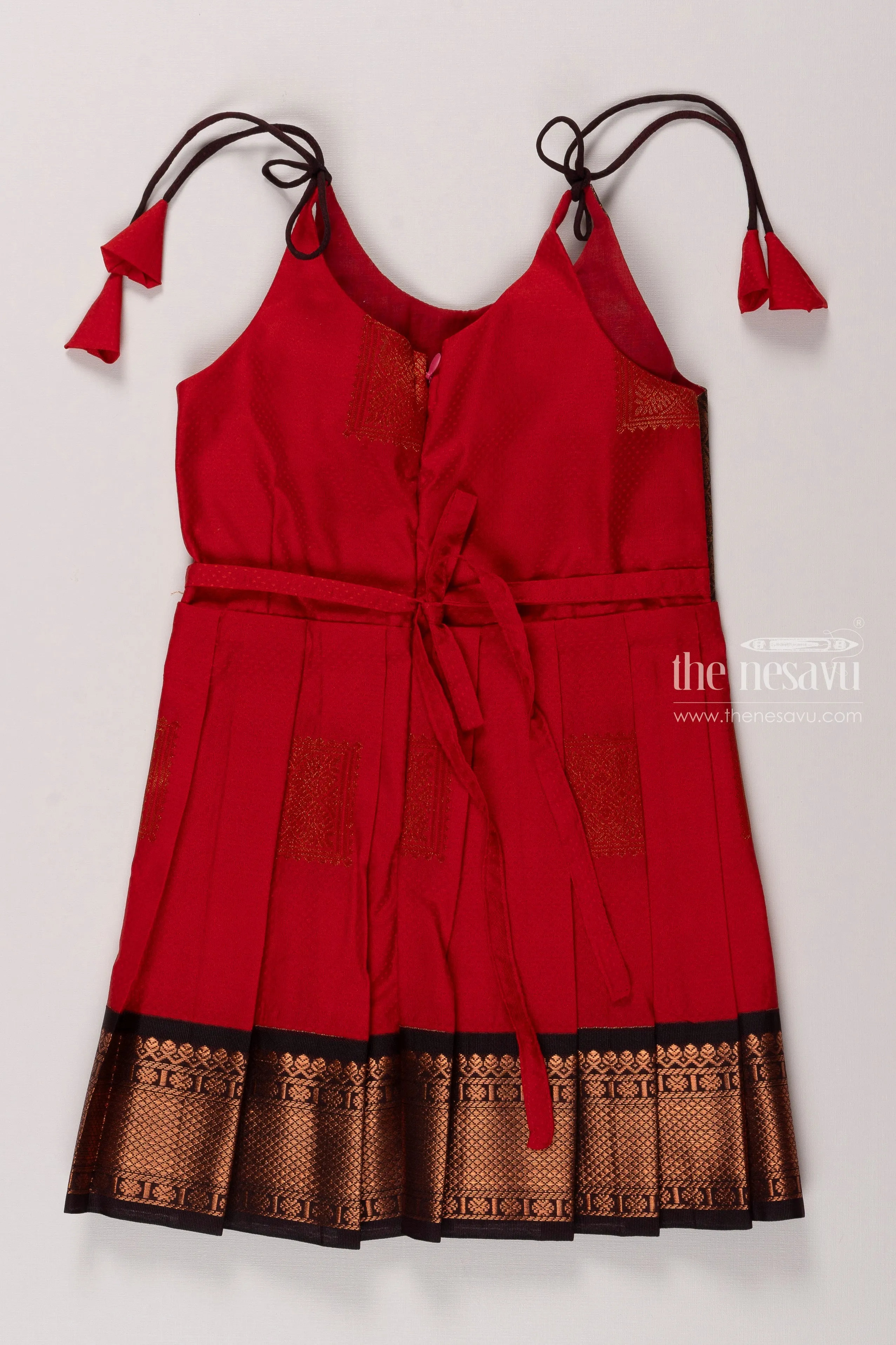 Charming Red Silk Tie-Up Frock for Trendy Occasions