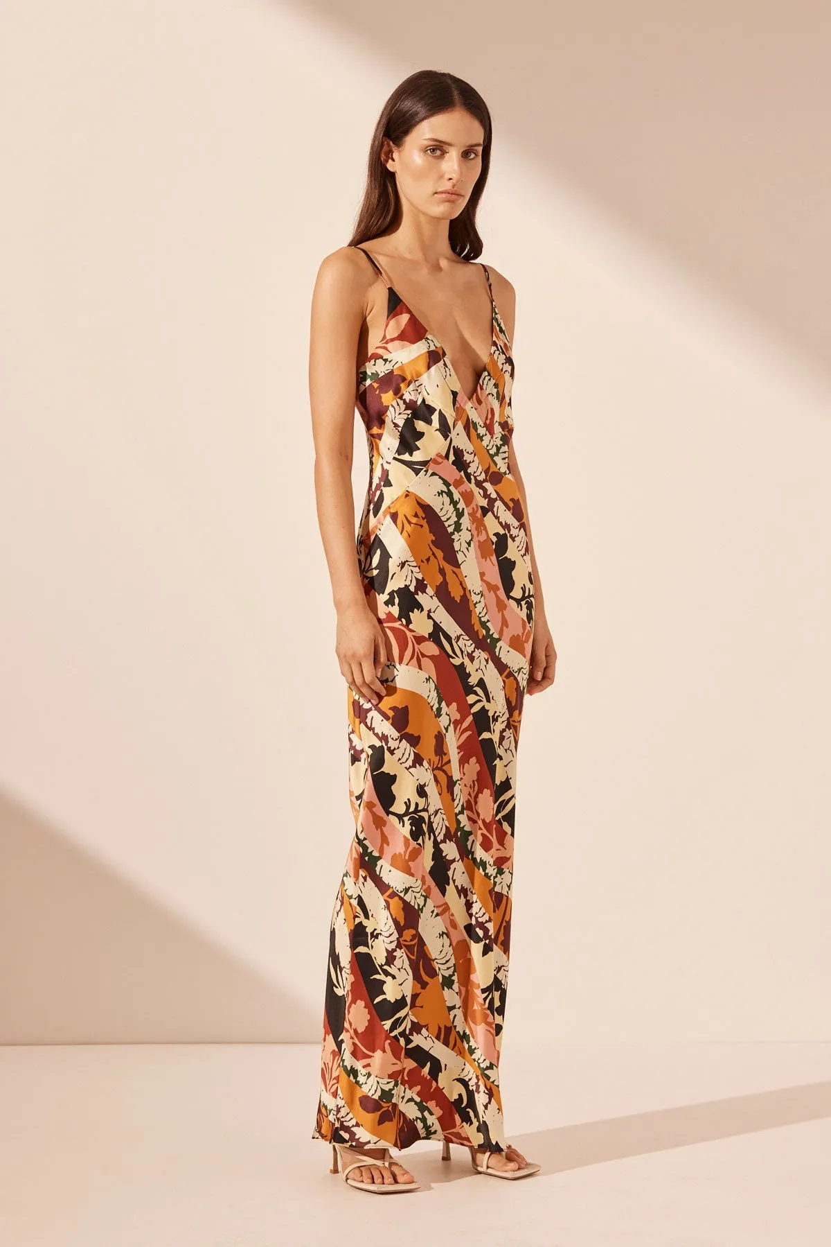 CIELO SILK PLUNGED MAXI DRESS