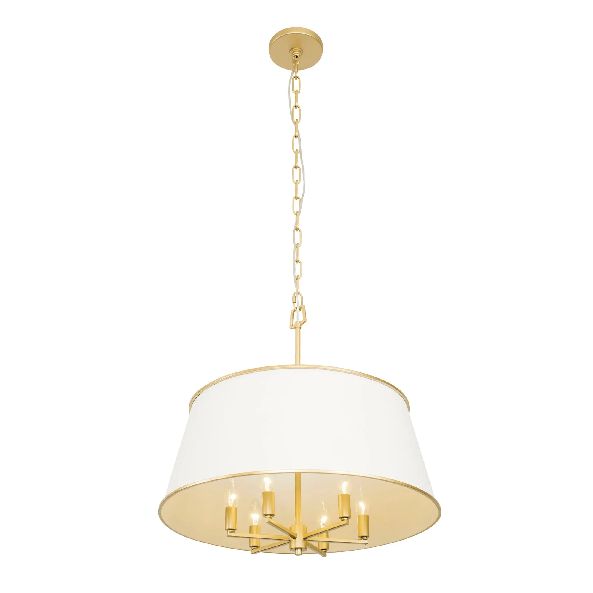 Coco 364P06MWFG 6-Light Pendant Light - Matte White/French Gold