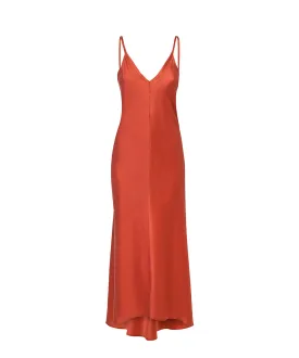 CORAL MAXI SILK DRESS