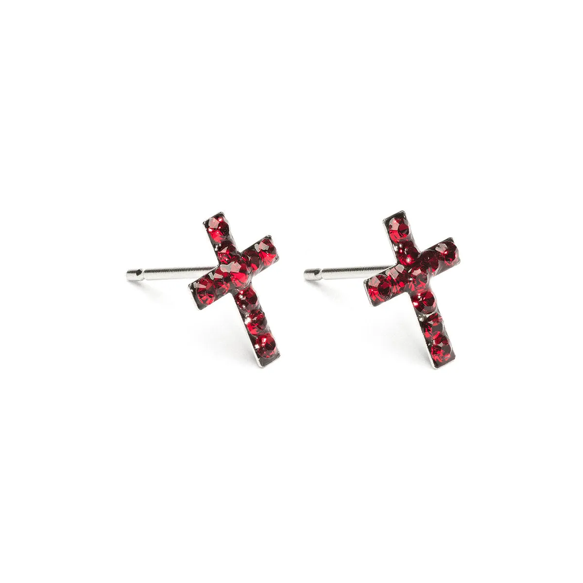 Cross January Birthstone Earrings