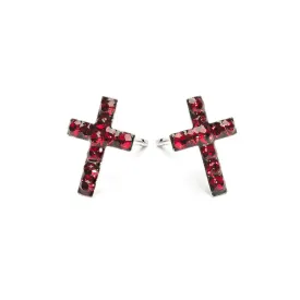 Cross January Birthstone Earrings