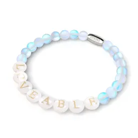 Custom Letter Bracelet | .925 Sterling Silver | Rainbow White Mermaid Glass