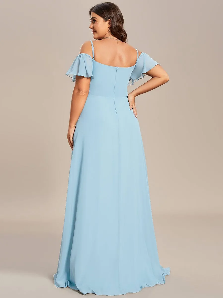 Custom Size Cold Shoulder Formal Bridesmaid Dress with Side Slit