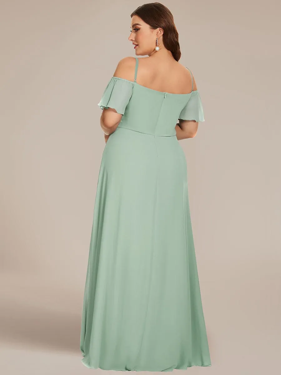 Custom Size Cold Shoulder Formal Bridesmaid Dress with Side Slit