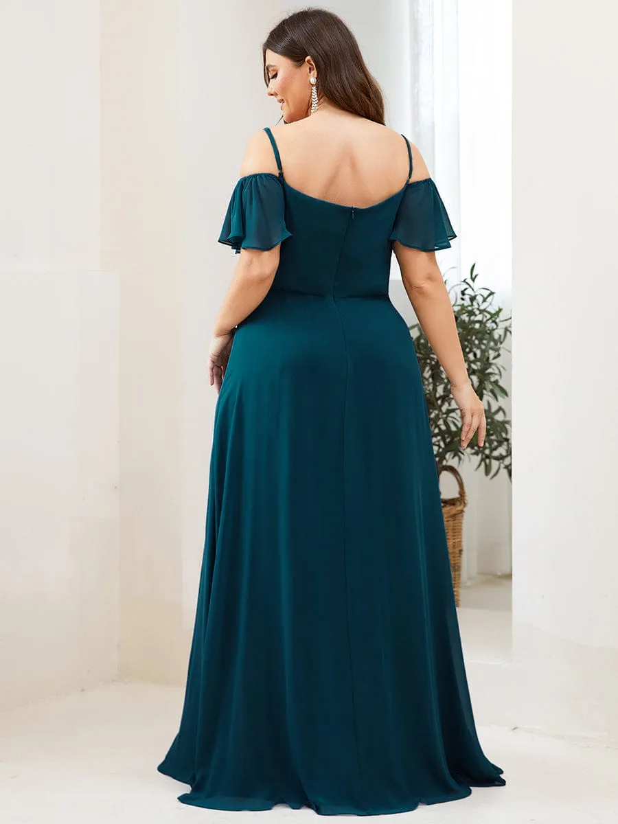 Custom Size Cold Shoulder Formal Bridesmaid Dress with Side Slit