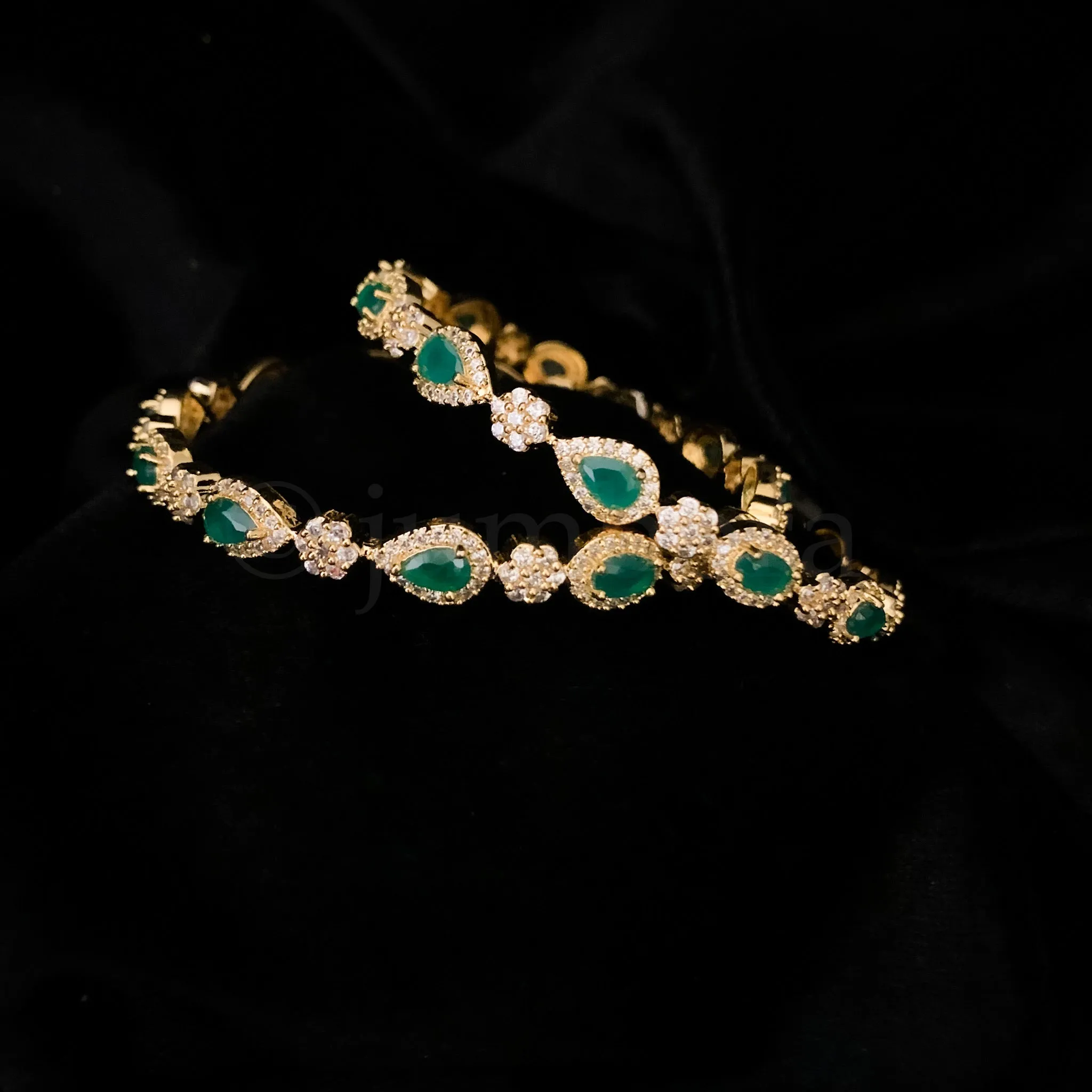 Dainty Green and White Zircon (CZ) Stone Bangle